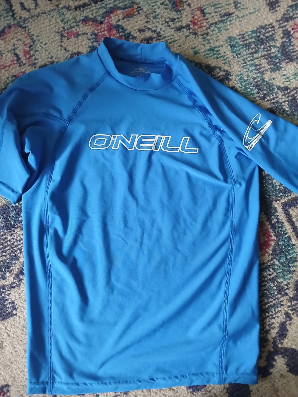 O'Neill Boys Blue Short Sleeve Swim Shirt Rash Guard Size 14